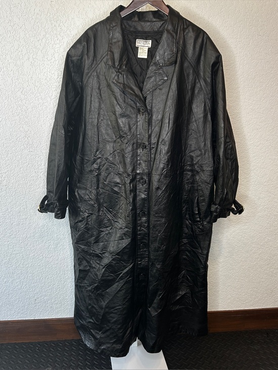Venezia Jackets & Blazers - 107. Venezia Black Leather Trench Coat for Women